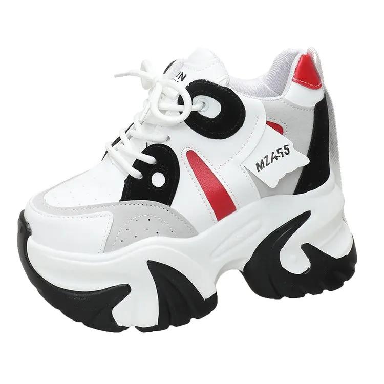 Fashion Women Platform Sneaker Breathable Mesh Shoes 2025 New Spring Chunky Sneakers Wedges Hidden Heels Hollow Leisure Shoes for Woman