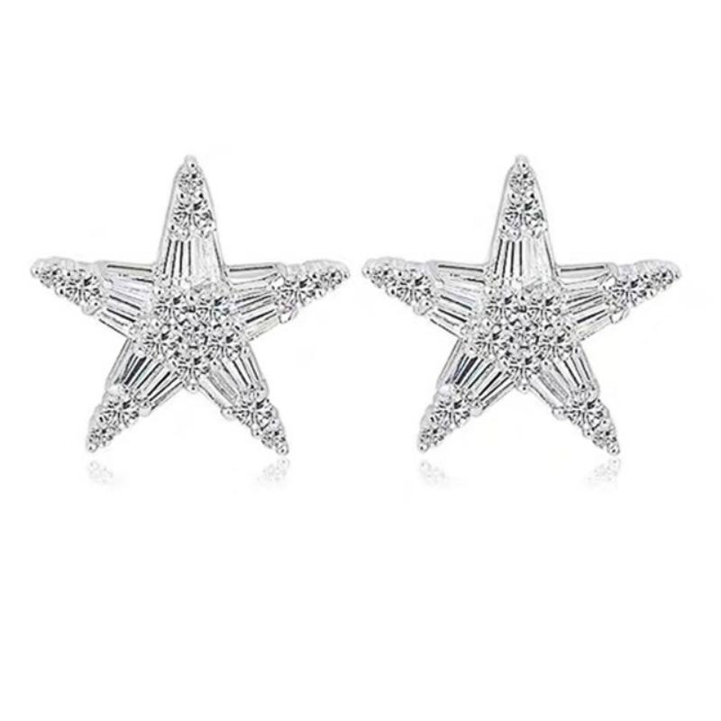 

CAOSHI Exquisite Lady Stud Earrings with Star Shape Shiny Crystal CZ Fresh Young Girl Wedding Accessories Modern Style Zircon