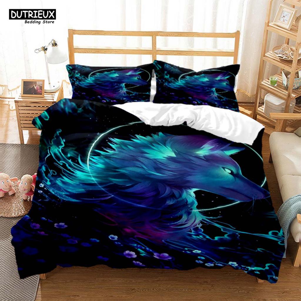Comforter Wolf Digital Print Polyester Bedding Sets Child Boys Set For Teens Bedding Set Bed Comforter Set