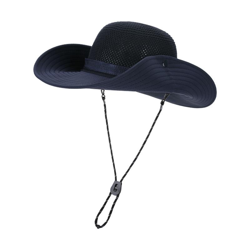 Summer hollow breathable sunscreen hat men's big head circumference versatile fashion bucket hat outdoor mountaineering fishing sun hat