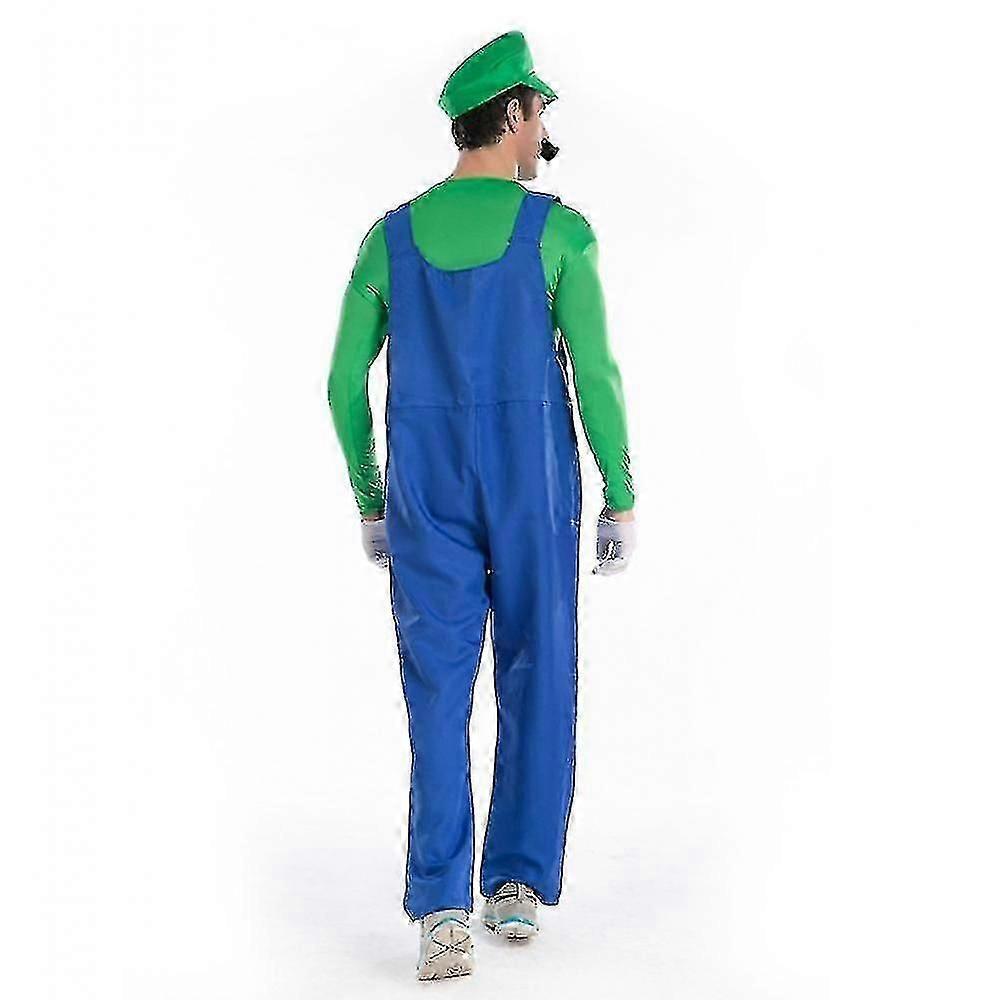 Adult Halloween Costume Super Mario Luigi Bros Fancy Dress Cosplay Dress H
