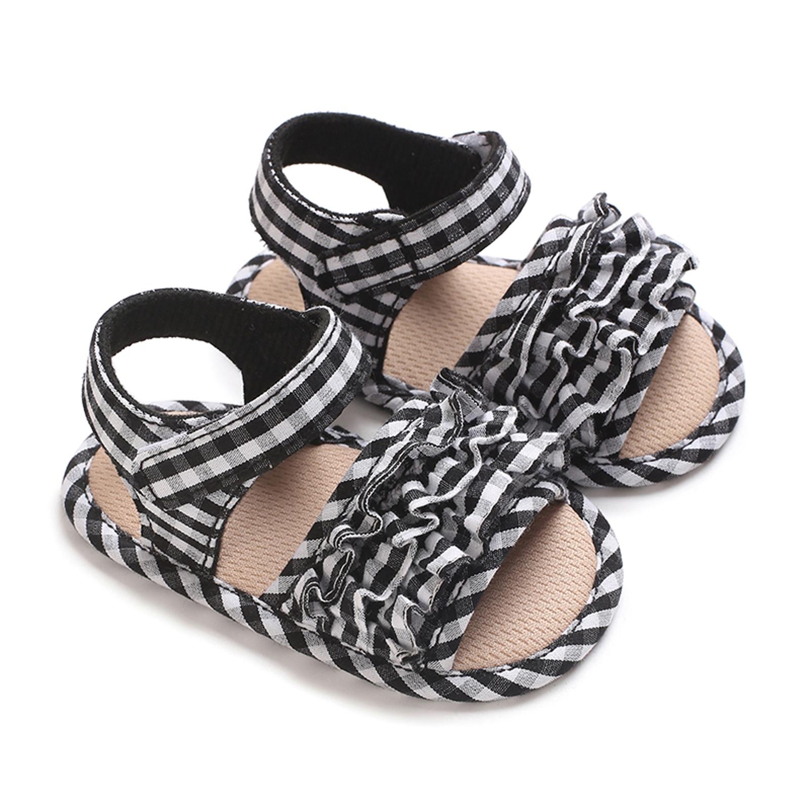 

Citgeett Summer Infant Baby Girl Sandals Plaid Flower Non-slip Flats Casual Daily Shoes 0-6 Months