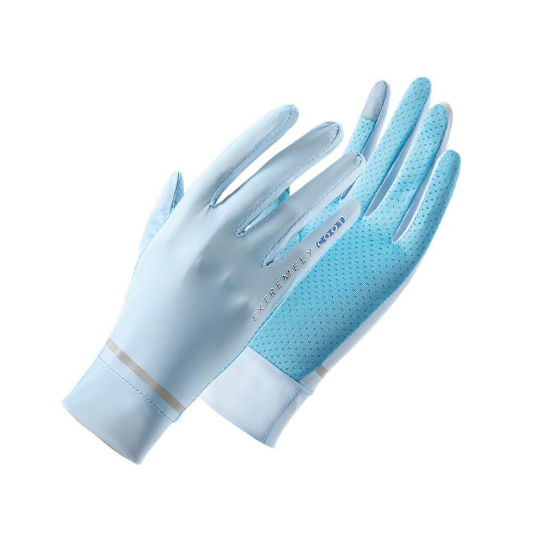 Spring and Summer Sun Protection Gloves Women's Two-finger UV Protection Thin Ice Silk Cool Outdoor Cycling Full Finger Touch Screen Gloves