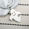 Cute Ghost Stainless Steel Keychain Cartoon Halloween Design Fashion Student Bag Charm Practical Daily Accessory