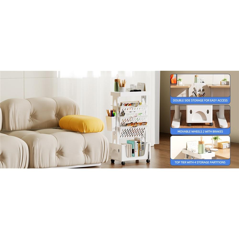 Multi-layer Storage Rack, Storage Rack, Floor-standing Bookshelf, Small Cart, Movable, with Wheels
