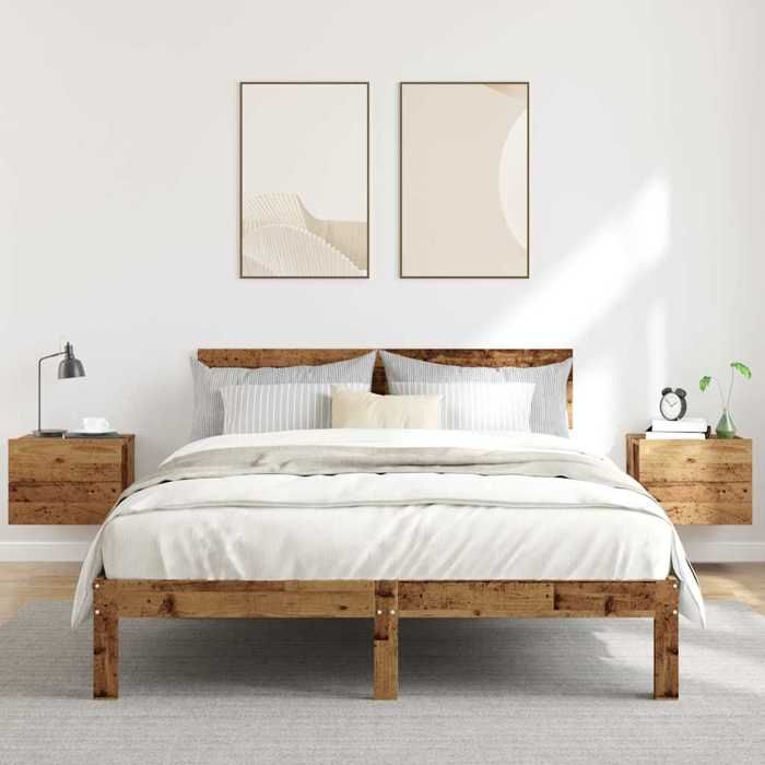 VidaXL Wall-mounted Bedside Tables 2 Pcs Old Wood 40x32x30 Cm, Floating Bedside Cabinet, Hanging Bedside Cabinet, 855945