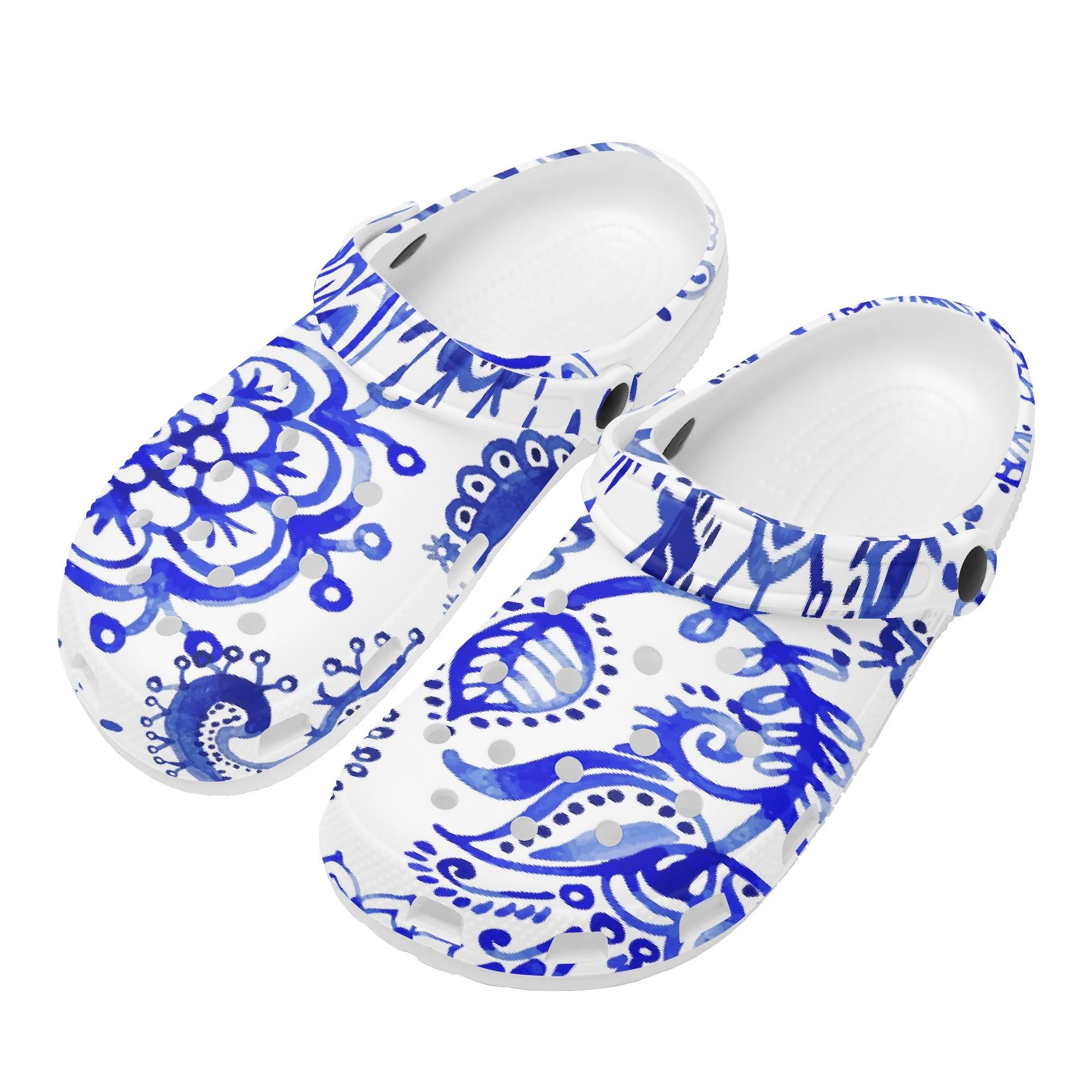 Allover Print EVA Clogs Adult Unisex Ventilated Breathable Slip On Casual Footwear Lightweight Summer Sandals Leisure Wear 36 белый
