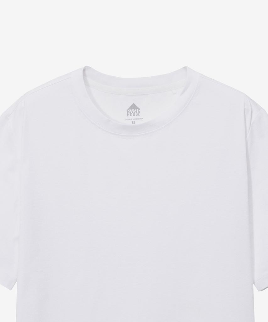 BASIC HOUSE Women'S Cool Sorona Semi-Overfit Round Neck Short Sleeve T-Shirt White Lzts3202