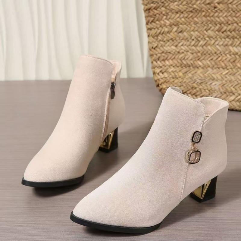 Fleece Red Boots, Bride Shoes, Thick Maternity Wedding Boots, Wedding Shoes, Plus-size Shoes