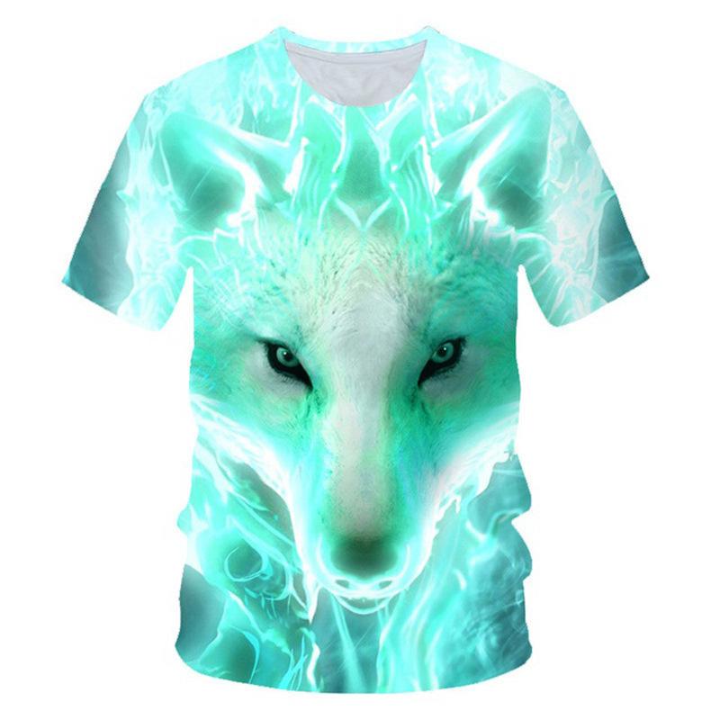 New 3D Printed T-shirt for Men's Short Sleeved Animal Fox Print T-shirt