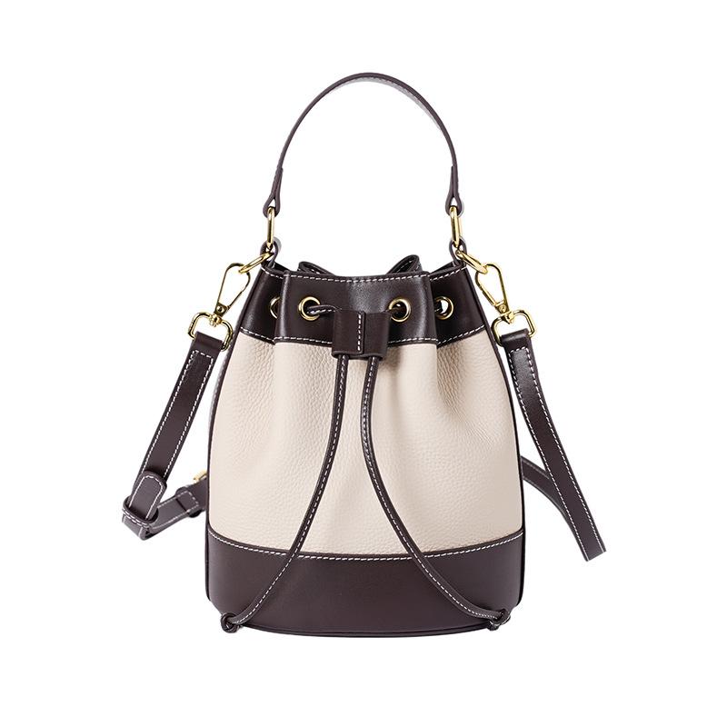 Spring and Summer New 2025 First-layer Cowhide Fashion Casual Versatile Retro Shoulder Bag Messenger Bag Handbag Bucket Bag