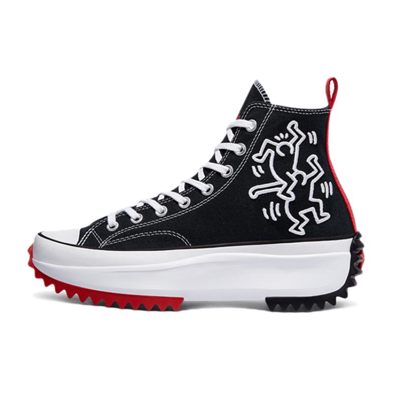 

Converse Run Star Hike Fashion High Top Espadrilles Unisex Black, White and Red 38