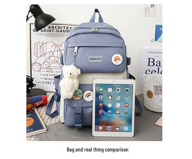 Stylish Korean Style Backpack Set for School: Large Capacity Fashion Shoulder Bag for Girls