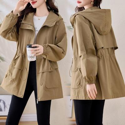 Trendige lässige lockere Damen-Windjacke mittellang vielseitig taillebetont leicht modische Oberbekleidung
