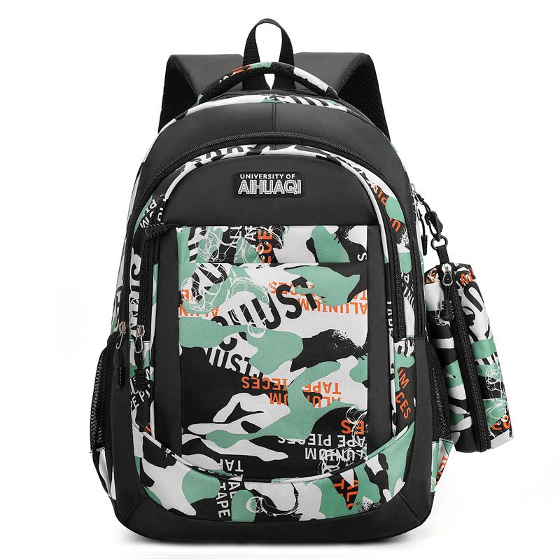 New backpack large-capacity two-piece set Middle school student schoolbag simple leisure travel computer backpack