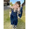 Boys Girls Pants Denim Strap Pants Jumpsuit Autumn Personalized Pocket Strap Pants Children's Jumpsuits Kids Clothing