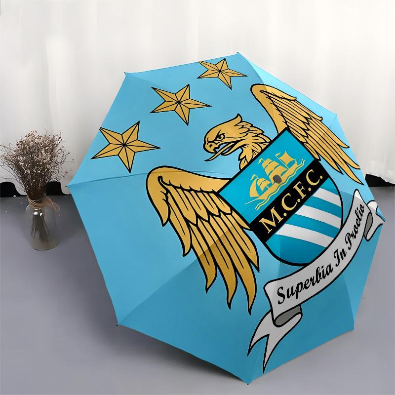 Manchester City, Crest- Automatic Opening and Closing, 8-rib Structure Portable Umbrella, Suitable for Men and Women in All Seasons - Perfec