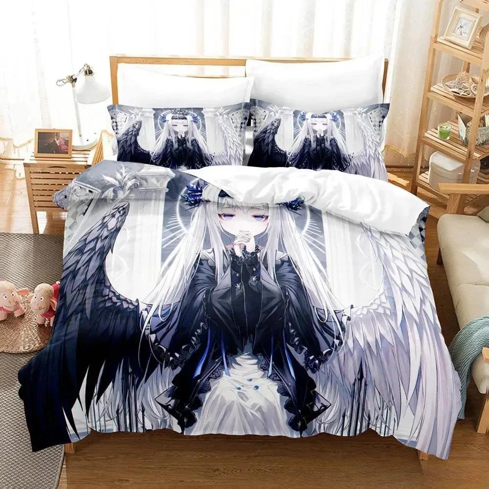 Luxury Angel Girl Bedding Set Single Twin Full Queen King Size Anime Bed Duvet Cover for Adult Kid Bedroom