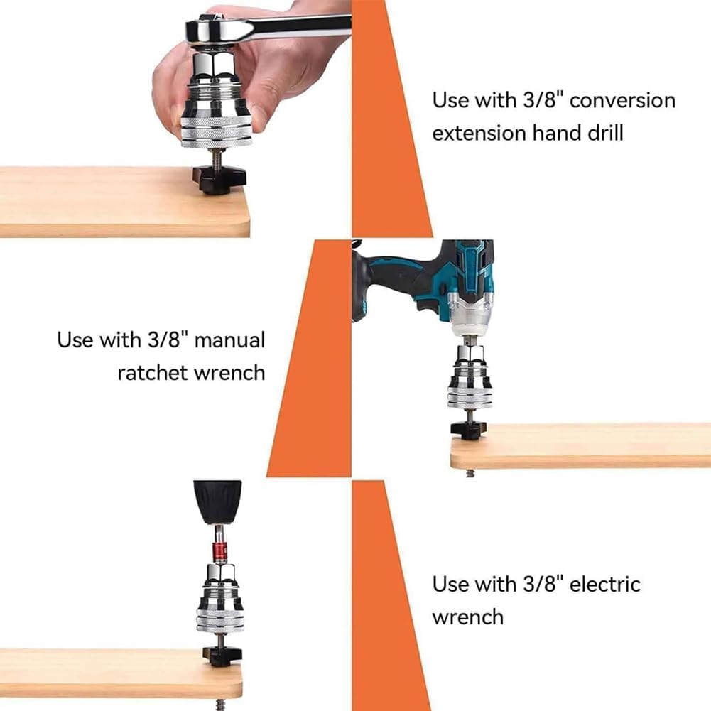 Llave de vaso universal multifunción autoajustable mejorada 10 mm-19 mm Herramienta de mantenimiento DIY para trinquete de 3/8" Llave dinamométrica y taladro eléctrico