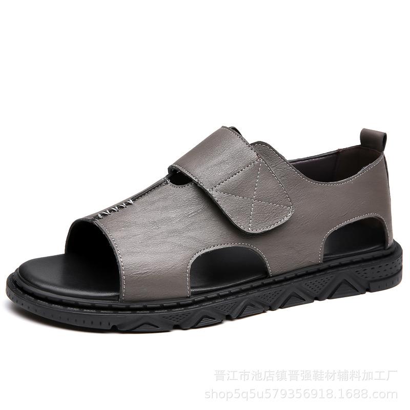 

Новые летние мужские пляжные шлепанцы, уличные модные сандалии на толстой подошве, нескользящие, дышащие, модные, универсальные шлепанцы 44 серый