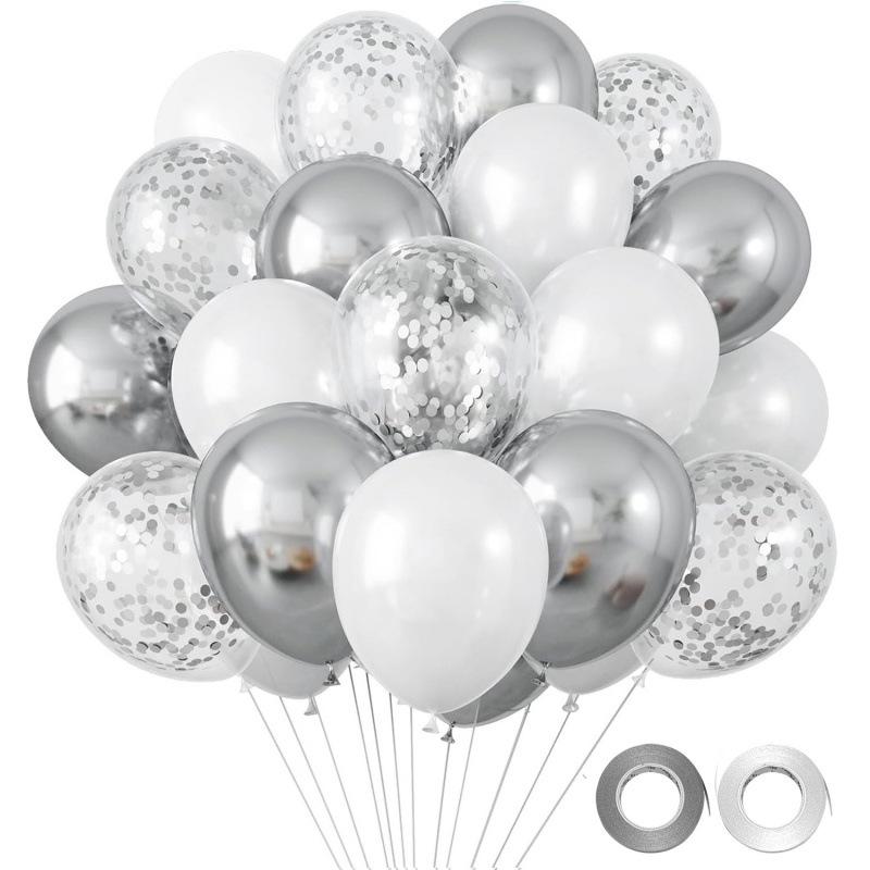 12-Inch Sequin Metallic Latex Balloons, 30pcs - Perfect for Birthday Party Decorations