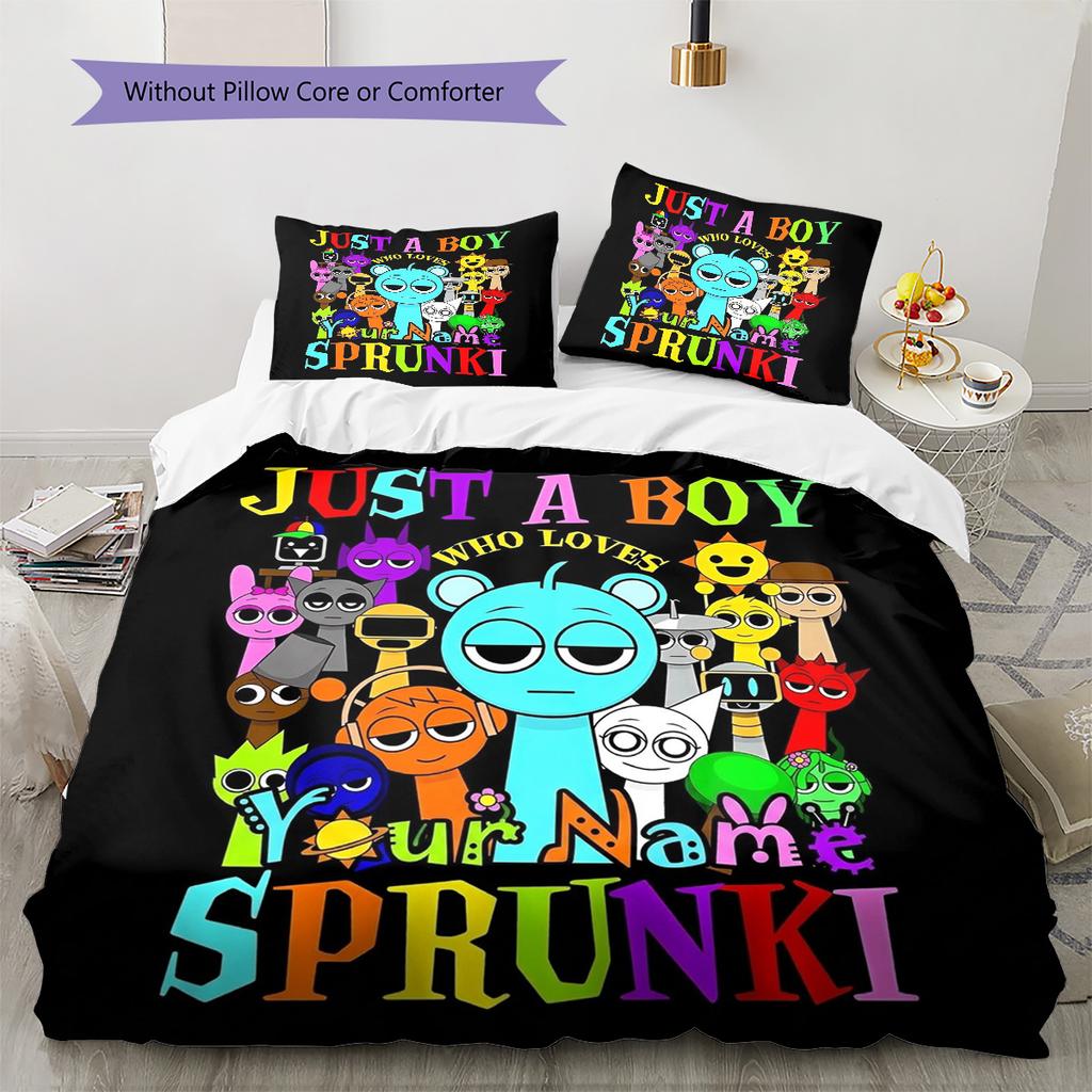 Colorful Creatures Custom Name Pattern Bedding Quilt Set Quilt Cover Pillowcase Home Birthday Gift(1 * Duvet Cover + 2 * Pillowcase, Without Core)
