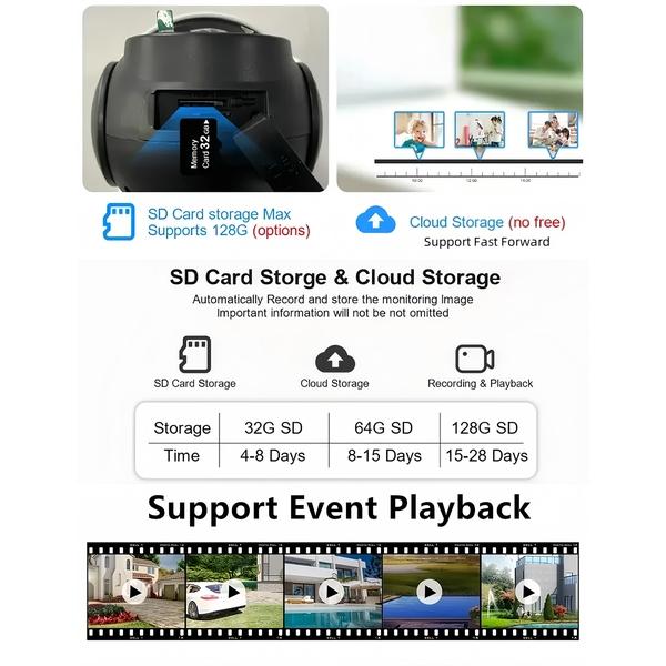 4K 8MP 4G SIM Card Built-in Battery Solar Outdoor CCTV Surveillance PTZ Waterproof Humanoid PIR Auto-tracking Camera