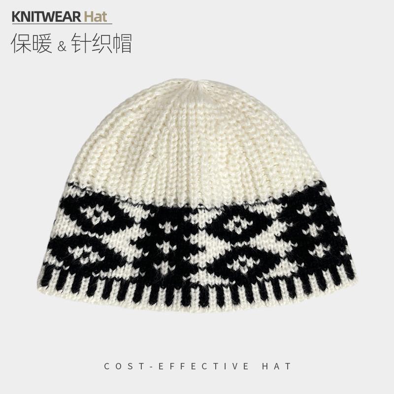Wool Textured Knitting Beanie Women Cap Ear Protection Loose Fit Seasons Cold