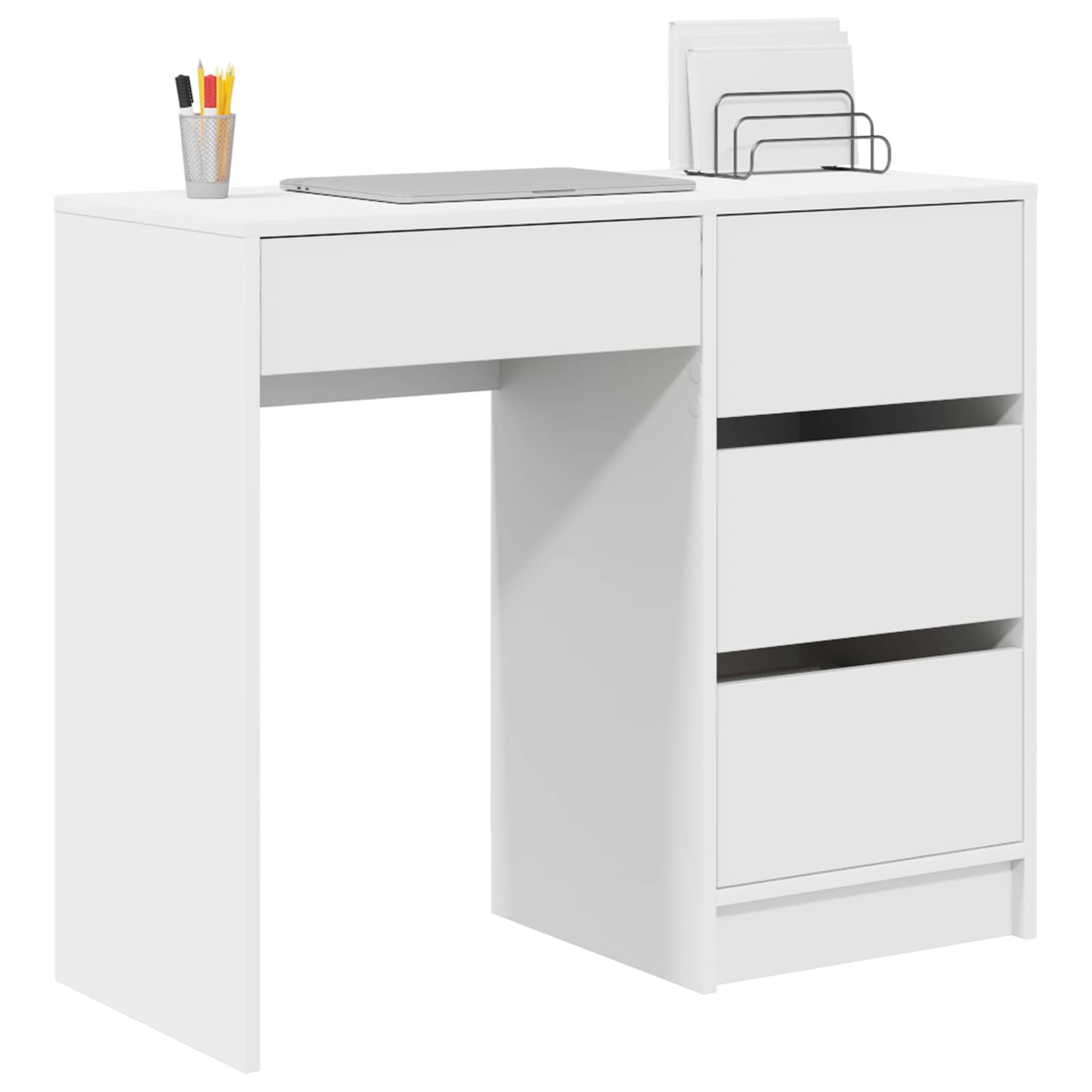 Weißer Schreibtisch mit Stauraum 90 x 37,5 x 75 cm Holzwerkstoff