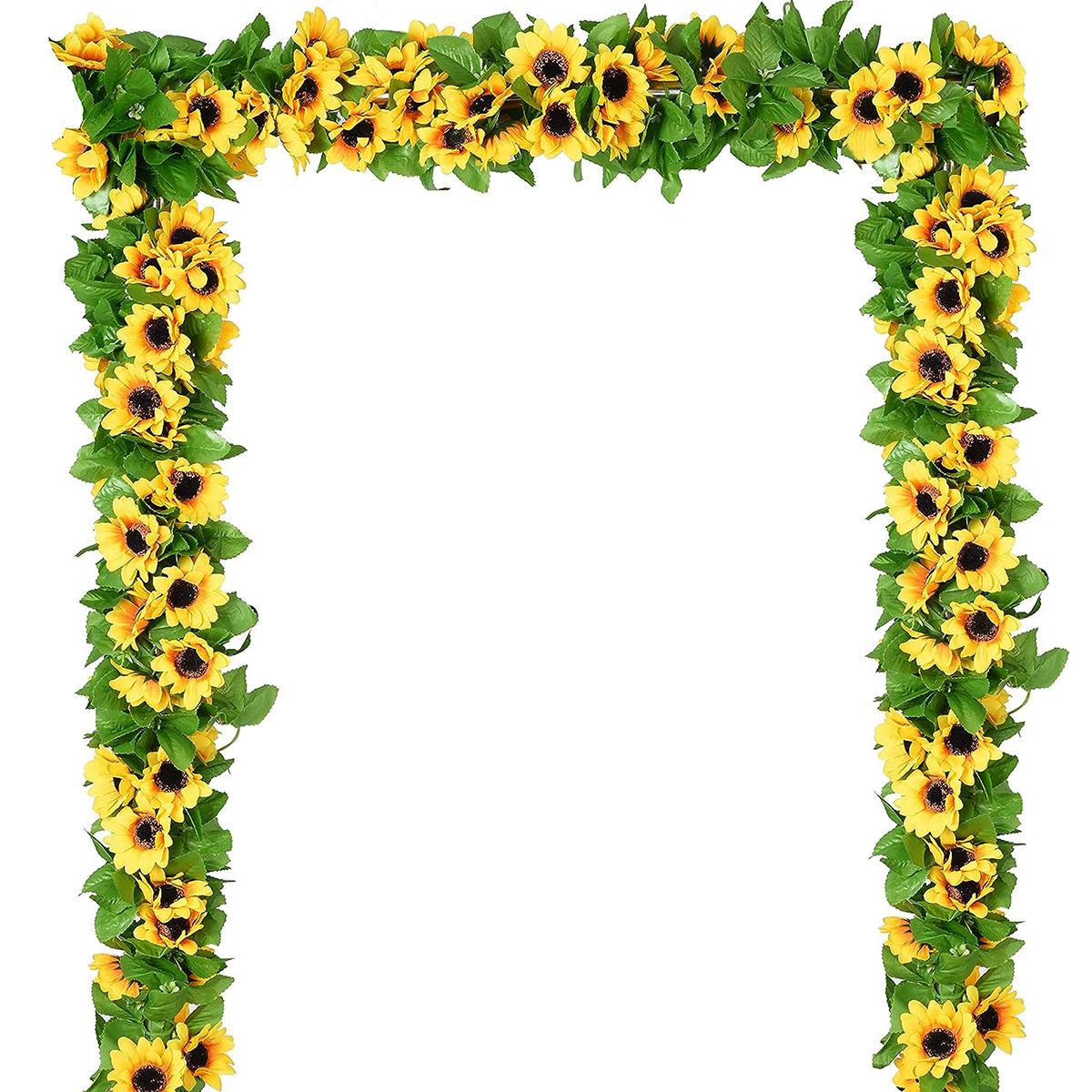 

1PC Artificial SunFlowers Christmas Garland for Wedding Home Room Decoration Spring Autumn Garden Arch DIY Fake Plant Vine жёлтый