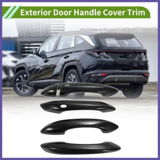 Exterior Door Handle Cover Trim for Hyundai Tucson 22-24 Carbon Fiber Black