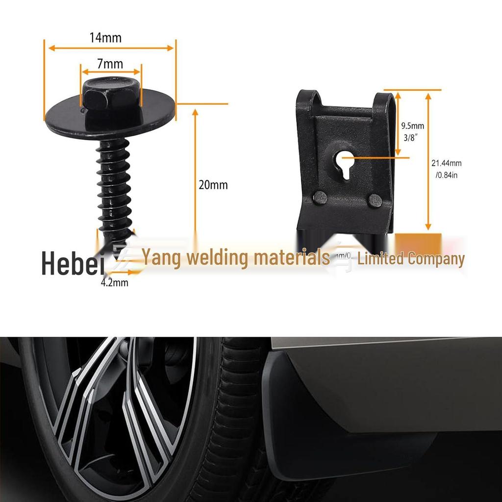 Car Engine Guard Metal Fastener Set: Snap Buckle, Screw, Washer
