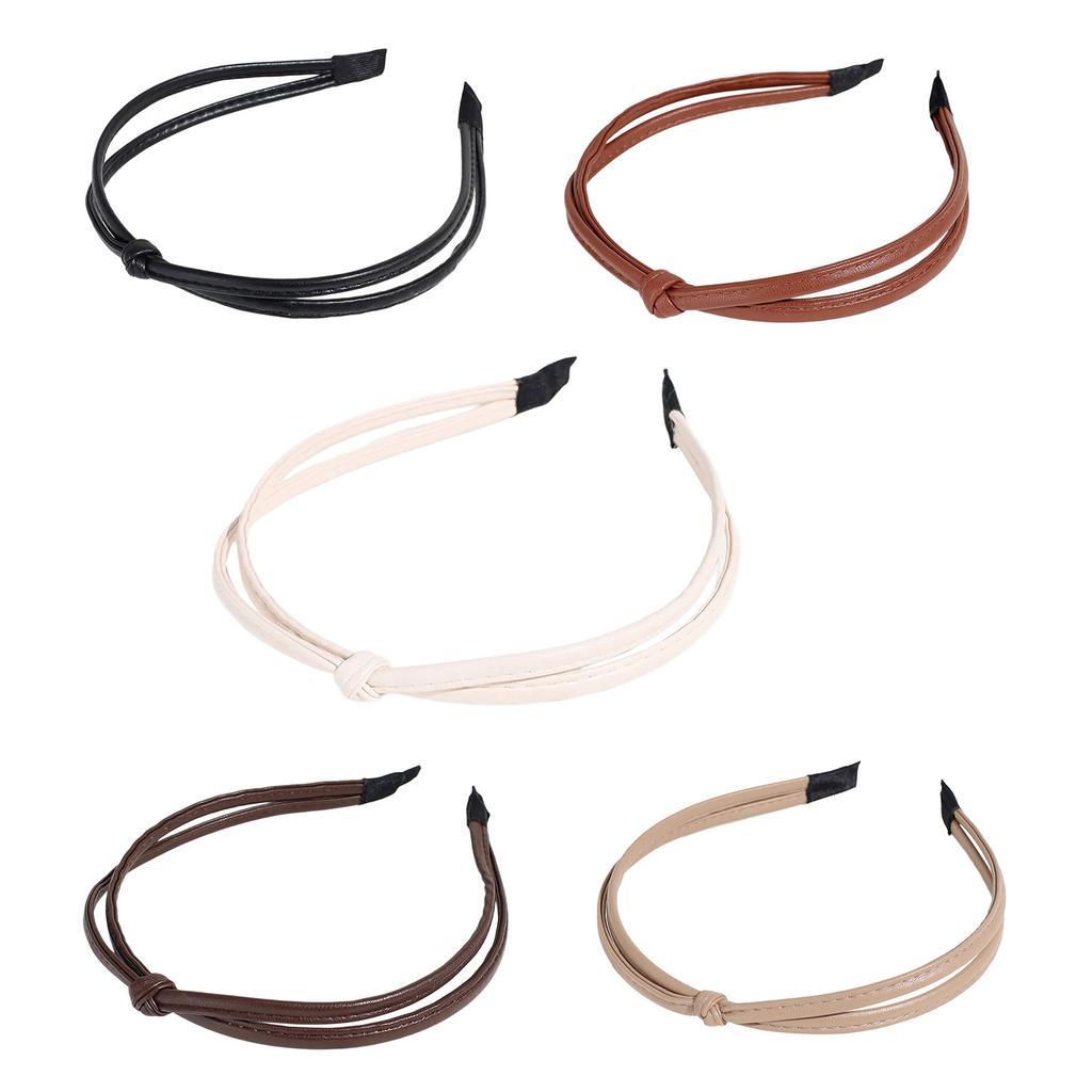 Elegant PU Leather Headband for Casual Wear Women Hairhoop Fashion Headpieces Accessories Knotted Headband Hair Decors