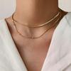 Stylish Stainless Steel Collar Necklace 14k Gold-plated Round Beaded Chain Jewelry Women's Snake Chain Necklace