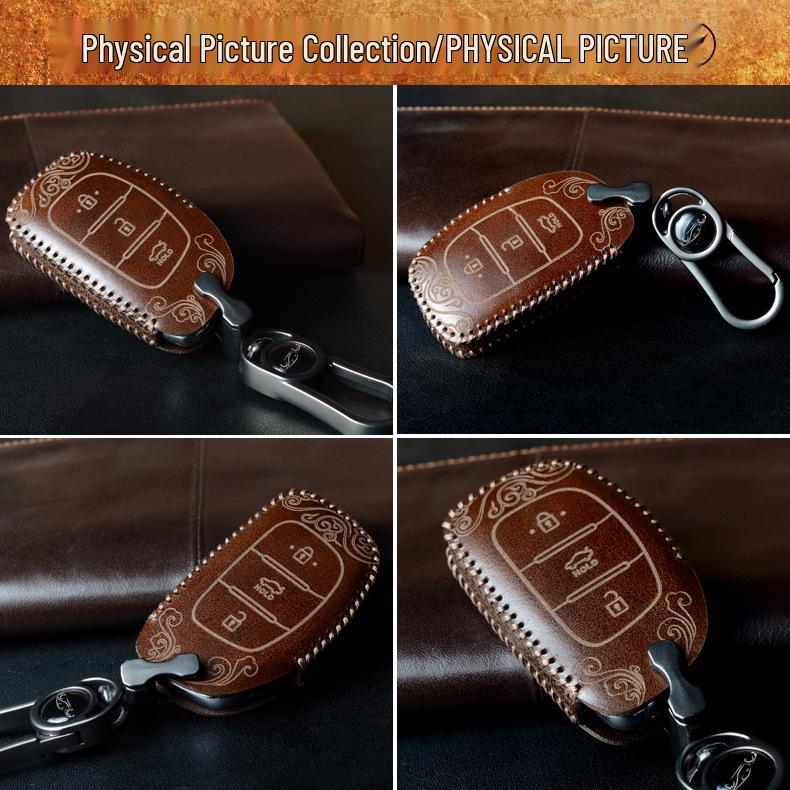 Cowhide Key Case for Hyundai ix35 ix25 Mistra Elantra Lingdong Tucson Sonata 9 Reina
