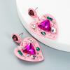 Women's Study Earrings Creative Exaggeration Alloy Spray Paint Rhinestone Inlaid Crysrtal Love Heart Temperament Earrings