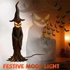 Handmade Resin Stump Witch Statue Lamp with LED Night Light Glowing Gothic Spooky Atmosphere Halloween Decor