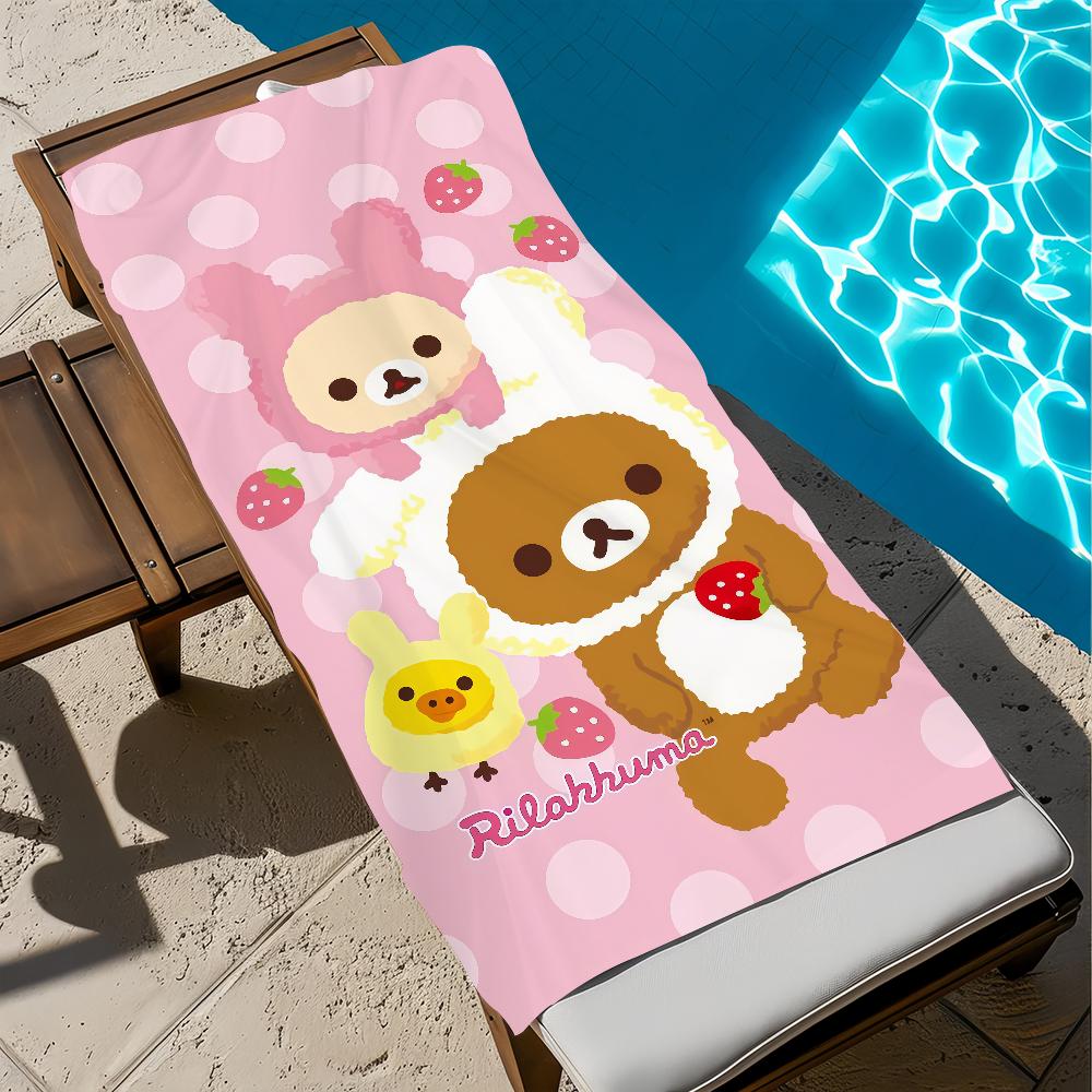 Anime Cute Cartoon R-rilakkuma-a Towel Large Quick-Drying Microfiber Soft Beach Towel for Travel Fitness Sauna Bathing Camping