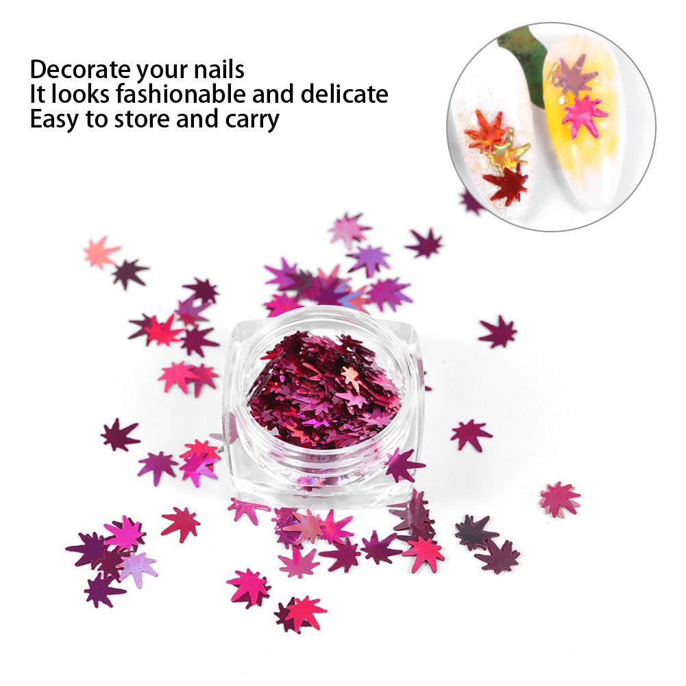 12 Colors Maple Leaf Shaped Nail Art Sequins Nail DIY Decoration Shining Pailletteqt0273