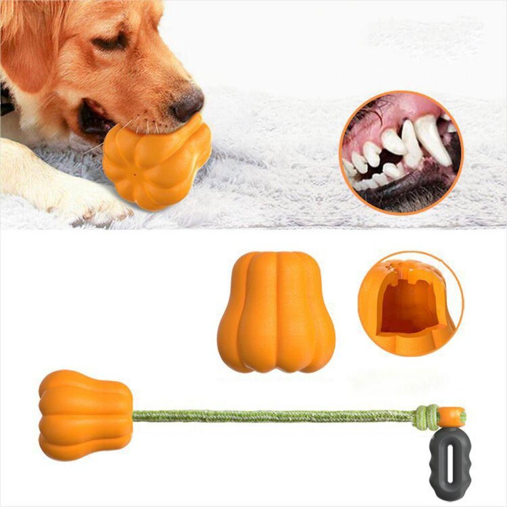 TPR Dog Pumpkins Ball Toy Bite Resistant Dog Chew Toys Funny Halloween Pumpkin Dog Toy  Halloween