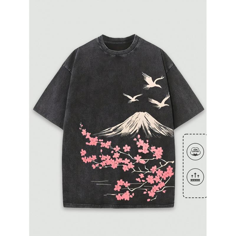 Unisex Vintage Hip Hop Casual Crew Neck T-Shirt M чёрный