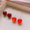 Fashion Sweet Red Resin Strawberry Cherry Drop Earrings For Women Cute Lovely Acrylic Fruit Earrings Zircon Accessories