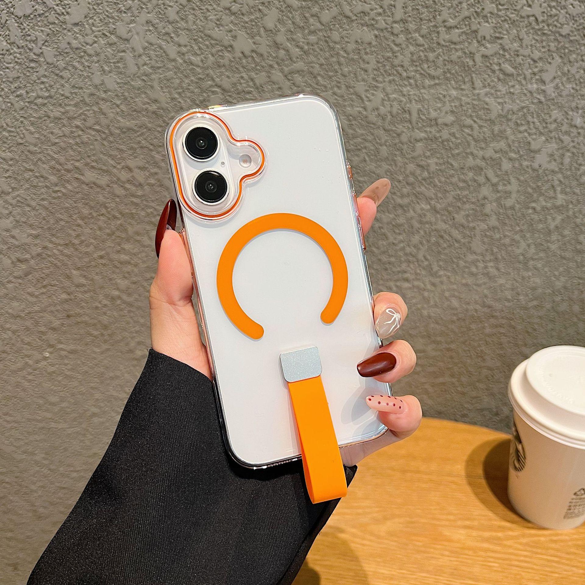 

Suitable for IPhone16 High magnetic Phone Case Apple 15 Promax Anti Drop PC Wristband Lanyard Protective Case iPhone14promax