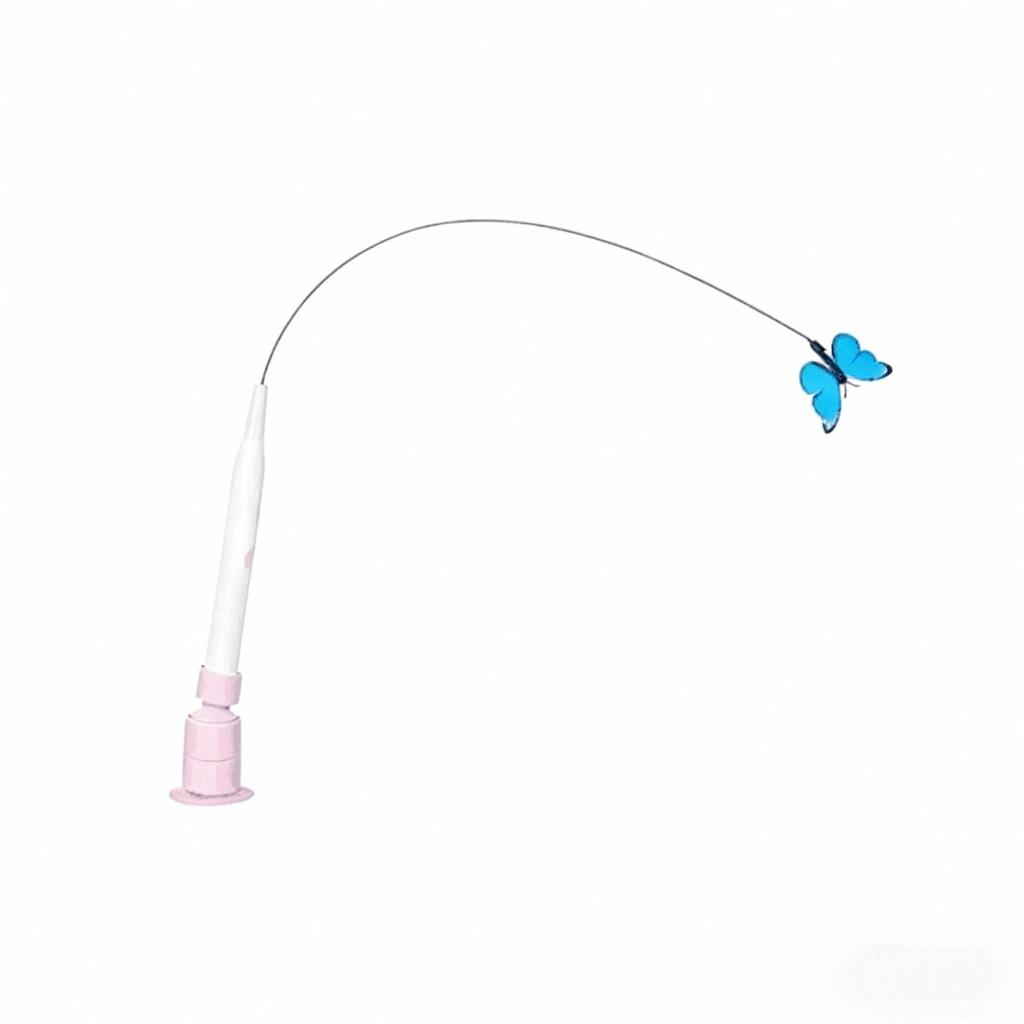 BOOTEELY Electric Suction Cup Cat Toy Butterfly Flying Cat Toy Self-entertaining Cat Toy Long Rod Steel Wire Cat Toy
