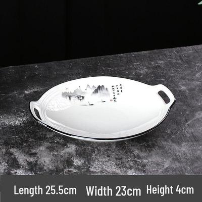 Zhishi Creative 10.5-inch Chinese Style Ceramic Irregular Plate