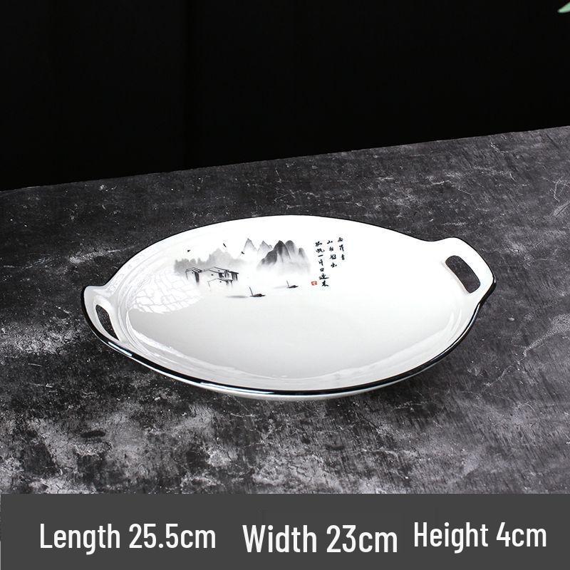 Zhishi Creative 10.5-inch Chinese Style Ceramic Irregular Plate