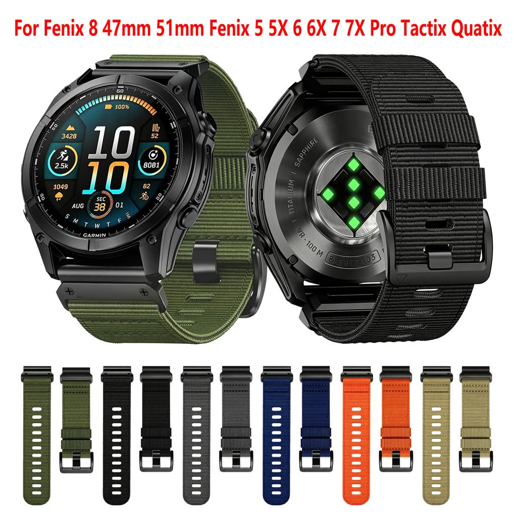22mm 26mm Nylon Watch Strap QuickFit for Garmin Fenix 8 Epix Pro Gen2 47mm 51mm Watchband Bracelet For Fenix 7 7X 6 6X 5 5X 965