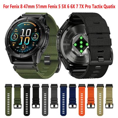 22mm 26mm Nylon Uhrenarmband QuickFit für Garmin Fenix 8 Epix Pro Gen2 47mm 51mm Armband für Fenix 7 7X 6 6X 5 5X 965