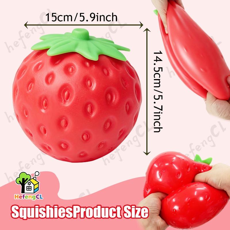 HefengCL Oversized Giant Strawberry Taba TPR Squeeze Toy Soft Fidget Toy Stress Relief Simulation Fruit Gift For Kids Classroom