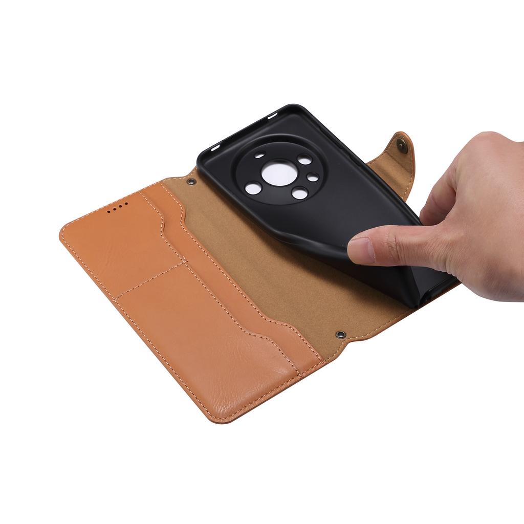 DENIOR For Huawei Mate 60 Leather Case Cowhide Texture Wallet Cover